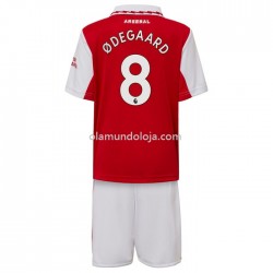 Camisola Arsenal Odegaard 8 Criança Equipamento Primeiro 2022-2023 Manga Corta